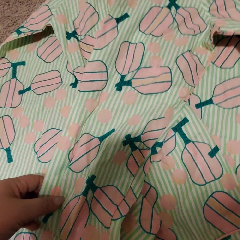 Pickle Ball Striped Polka Dot PJ Cotton Top - Picture 9 of 9